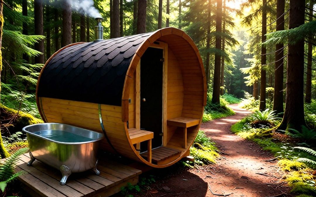 Chaigley Barrel Sauna and bath